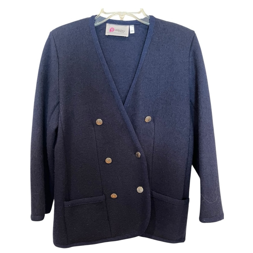 Vintage Pitlochry Scotland wool double breasted knit blazer size small